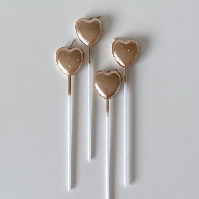 TALL CHAMPAGNE GOLD HEART CANDLE (1PC)