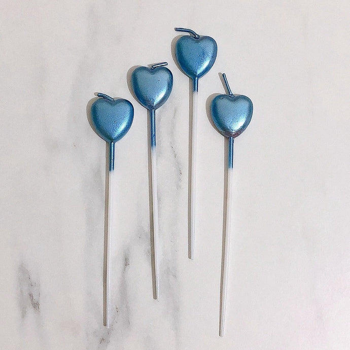 TALL ELECTRIC BLUE HEART CANDLE